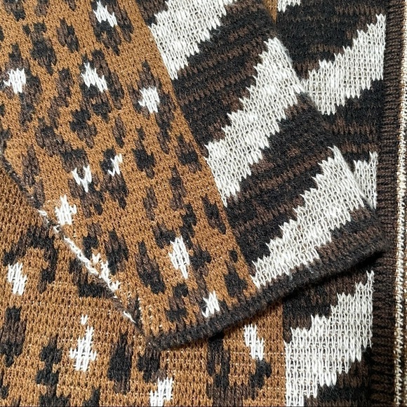 Vintage Colter Bay Mixed Pattern Longline Open Front Cardigan Sweater Large XL - Picture 10 of 16